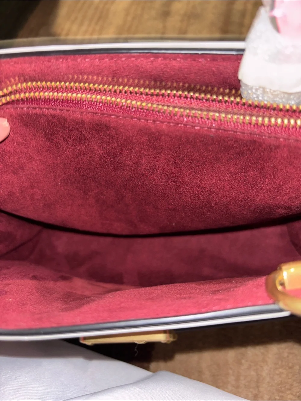 Coach Burgundy Satchel with Pink Top Handles